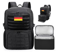 BERTASCHE Lunch Backpack, Laptop Backpack with Cool Bag for 15.6 Inches, 2-in-1 Men's Backpack for Tactical Work School Picnic University, Black