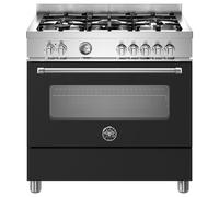 Bertazzoni Master Series MAS95C1ENEC 90cm wide Dual Fuel Range Cooker with Gas Hob - Nero - A Rated, Black