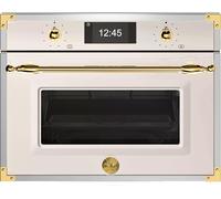 Bertazzoni Heritage Series FHER4077MTAG3 Built In Compact Electric Single Oven with Microwave Function - Ivory / Gold - A Rated, Cream