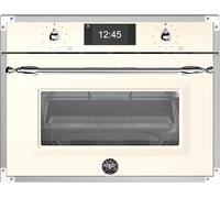 Bertazzoni Heritage Series FHER4077MTAX3 Built In Compact Electric Single Oven with Microwave Function - Ivory / Chrome - A Rated, Cream
