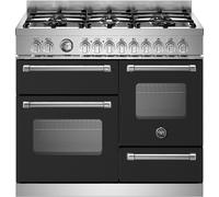 Bertazzoni Master Series MAS106L3ENEC 100cm Dual Fuel Range Cooker with Gas Hob - Nero - A/A Rated, Black