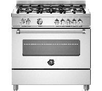 Bertazzoni Master Series MAS95C1EXC 90cm Dual Fuel Range Cooker with Gas Hob - Stainless Steel - A Rated, Stainless Steel