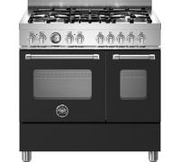 Bertazzoni Master Series MAS95C2ENEC 90cm Dual Fuel Range Cooker with Gas Hob - Nero - A/A+ Rated, Black