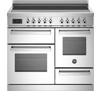 Bertazzoni Professional Series PRO105I3EXT 100cm Electric Range Cooker with Induction Hob - Stainless Steel - A Rated, Stainless Steel