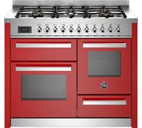 Bertazzoni Professional Series PRO116L3EROT 110cm Dual Fuel Range Cooker with Gas Hob - Red - A/A Rated, Red
