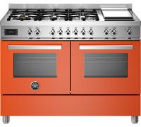 Bertazzoni Professional Series PRO126G2EART Dual Fuel Range Cooker with Gas Hob - Orange - A Rated, Orange