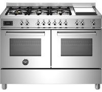 Bertazzoni Professional Series PRO126G2EXT Dual Fuel Range Cooker with Gas Hob - Stainless Steel - A Rated, Stainless Steel