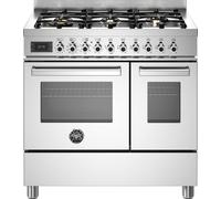 Bertazzoni Professional Series PRO96L2EXT 90cm wide Dual Fuel Range Cooker with Gas Hob - Stainless Steel, Stainless Steel