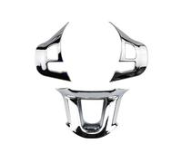 BERTGDA 3Pcs/Set Car Steering Wheel Panel Trim,Fit For Peugeot, 2008 208 2014-2018 Interior Mouldings Sticker Button Switch Cover Sequins Steering Wheel Protection Stickers(Glossy Silver)