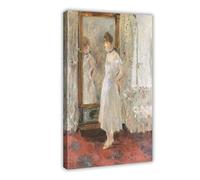 Berthe Morisot - French Impressionist - The Psyche Mirror Canvas Art Poster And Wall Art Picture Print Modern Family Bedroom Decor Frame 12x18inch(30x