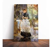 Berthe Morisot in The Dining Mounted & Stretched Box Frame Picture Canvas Print | Gallery Wrapped 30mm Frame Wall Art | 24x16 inches | Ready to Hang | Impressionist Picture | Living Room Lounge Office