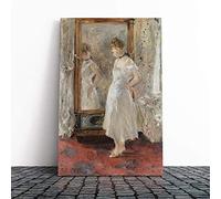 Berthe Morisot Reflection in The Mirror Canvas Print | Gallery Wrapped 30mm Frame Wall Art | 30x20 inches | Ready to Hang | Modern Picture | Living Room Bedroom Lounge Office