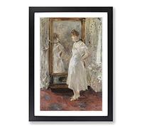 Berthe Morisot Reflection in The Mirror Framed Print | A2 Oak Framed Wall Art | Ready to Hang | Modern Nature Picture | Living Room Bedroom Lounge Office