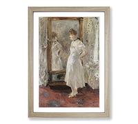 Berthe Morisot Reflection in The Mirror Framed Print | A2 Oak Framed Wall Art | Ready to Hang | Modern Nature Picture | Living Room Bedroom Lounge Office