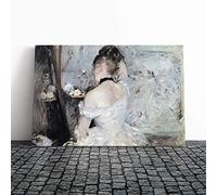 Berthe Morisot Young Woman at The Mirror Canvas Print | Gallery Wrapped 30mm Frame Wall Art | 24x16 inches | Ready to Hang | Modern People Picture | Living Room Bedroom Lounge Office