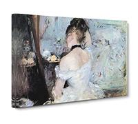 Berthe Morisot Young Woman at the Mirror Classic Painting Canvas Wall Art Print Ready to Hang, Framed Picture for Living Room Bedroom Home Office Décor, 30x20 Inch (76x50 cm)