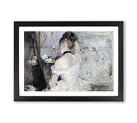 Berthe Morisot Young Woman at The Mirror Framed Print | A2 Oak Framed Wall Art | Ready to Hang | Modern Nature Picture | Living Room Bedroom Lounge Office