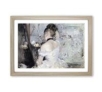 Berthe Morisot Young Woman at The Mirror Framed Print | A2 Oak Framed Wall Art | Ready to Hang | Modern Nature Picture | Living Room Bedroom Lounge Office