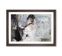 Berthe Morisot Young Woman at The Mirror Framed Print | A2 Walnut Framed Wall Art | Ready to Hang | Modern Nature Picture | Living Room Bedroom Lounge Office