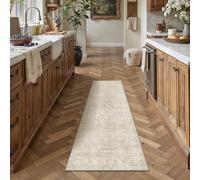 Berthmeer 2x6 Hallway Runner Rug Washable Vintage Non Slip Distressed Medallion Small Runner for Kitchen, Entryway, Laundry Room, Bedroom, Pet Friendly Beside Floor Carpet Beige