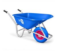 Bertie 110L 250kg Heavy Duty Wheelbarrow, Puncture Proof Solid Tyre, Blue | Galvanised Steel Frame, Detachable Plastic Tub, Non-Slip Handles, Single Wheel, Builders Barrow, Garden Cart, Yard Trolley