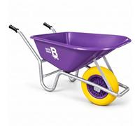Bertie 110L 250kg Heavy Duty Wheelbarrow, Puncture Proof Solid Tyre, Purple | Builders Barrow, Large Wheel barrow, Galvanised Steel Frame, Polypropylene Tub for Soil, Gravel, Compost, Stables