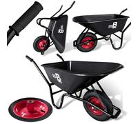 Bertie Barrow 100L Heavy Duty Garden Wheelbarrow - 250KG Max Load - Rust-Proof Plastic Tray Wheel Barrow with Pneumatic Tyre & Steel Rim - Ideal for Gardening, Stables, DIY & Landscaping - Black