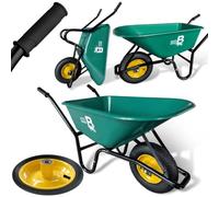 Bertie Barrow 100L Heavy Duty Garden Wheelbarrow - 250KG Max Load - Rust-Proof Plastic Tray with Pneumatic Tyre & Steel Rim - Ideal for Gardening, Stables, DIY & Landscaping - Green
