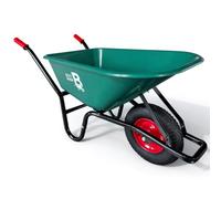 Bertie Barrow 100L Heavy Duty Wheelbarrow - 250KG Capacity - Pneumatic Tyre with Steel Rim - Durable Plastic Garden Barrow - Builders & Landscaping Trolley - Green