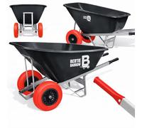 Bertie Barrow 160L Twin Wheel Wheelbarrow - Heavy Duty Stable & Equestrian Yard Barrow - Galvanised Steel Frame, Large UV-Resistant Tray, Dual Wheel Muck Cart for Horses & Garden Use