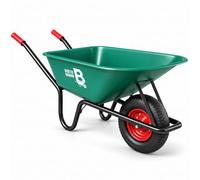 Bertie Barrow Heavy Duty Garden Wheelbarrow, 100L 250kg, Narrow 57cm,Green | Builders Barrow, Garden Wheel Barrow, 40cm Pneumatic Tyre, Steel Rim, Plastic Tub, Fits Gates, for Allotment