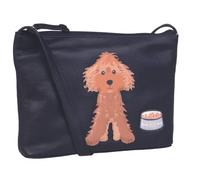 Bertie The Cockapoo Dog Soft Leather Crossbody Bag by Mala (Black)