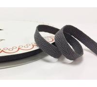 Bertie's Bows 10mm Charcoal Cotton Herringbone Tape/Webbing on a 4m Length (N.B. This is a Cut from a roll, Presented on a Card)