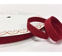 Bertie's Bows 10mm Deep Red Cotton Herringbone Tape/Webbing on a 4m Length (N.B. This is a Cut from a roll, Presented on a Card)