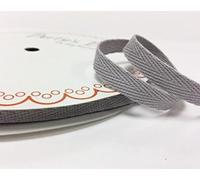 Bertie's Bows 10mm Silver Grey Cotton Herringbone Tape/Webbing on a 4m Length (N.B. This is a Cut from a roll, Presented on a Card)