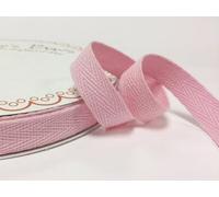 Bertie's Bows 15mm Pale Pink Cotton Herringbone Tape/Webbing on a 4m Length (N.B. This is a Cut from a roll, Presented on a Card)