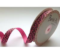 Bertie's Bows 16mm Hot Pink Leopard Print Ribbon on a 25m Roll