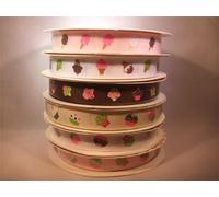 Bertie's Bows 2m Bertie's Bows Sweet Treats Ribbom - 16mm - Cupcake - Brown