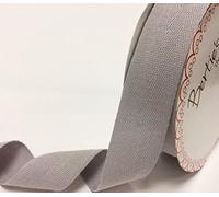 Bertie's Bows 40mm Silver Grey Cotton Herringbone Tape/Webbing on a 4m Length (N.B. This is a Cut from a roll, Presented on a Card)