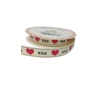 Bertie's Bows 9MM Love Heart and Kisses Polyester Grosgran Ribbon 3 Meter Reel