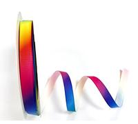 Bertie's Bows 9mm Rainbow Print Grosgrain Ribbon on a 2m Length (This is a Cut from a roll, Presented on a Ribbon Card)