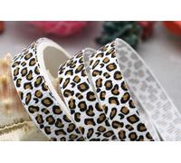 Bertie's Bows 9mm White Leopard Print Ribbon on a 25m Roll