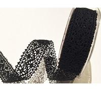 Bertie's Bows Black Crochet 22mm Lace - per metre (This is a Cut from a roll, Presented on a Ribbon Card)