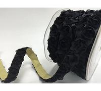 Bertie's Bows Black Roses Cut Edge Adhesive Ribbon on a 1m Length (Cut from a roll)