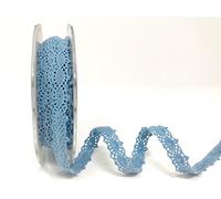 Bertie's Bows Blue Double Edge 12mm Scalloped Cotton Lace - Price per 2m (N.B. This is a Cut from a roll, Presented on a Ribbon Card)