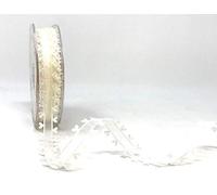 Bertie's Bows Bridal Ivory Heart Edge Sheer 15mm Ribbon on a 3m Length (N.B. This is a Cut from a roll and Presented on a Ribbon Card)