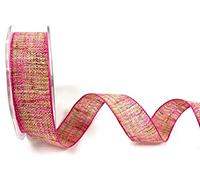 Bertie's Bows Bright Pink Tweed Effect 25mm Ribbon on a 10m Roll