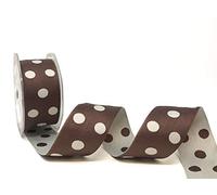 Bertie's Bows Brown & Ivory Reversible Polka Dot 38mm Ribbon on a 10m Roll