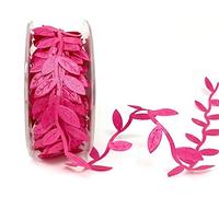 Bertie's Bows Candy Pink Leaf Trim Delicate Satin Ribbon on a 10m Roll