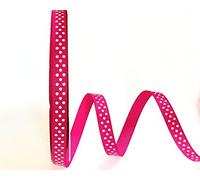 Bertie's Bows Cerise Pink with White Polka Dot 9mm Grosgrain Ribbon on a 25m Roll